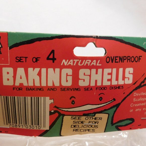 Vintage KITCHEN KING Natural Ovenproof Clam Baking Shells 1979 Sealed Package - Picture 2 of 5